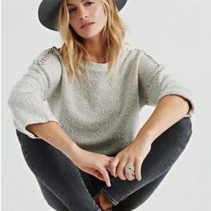 LUCKY BRAND EMBROIDERED PULLOVER KNIT SWEATER IN GREY SIZE XS
